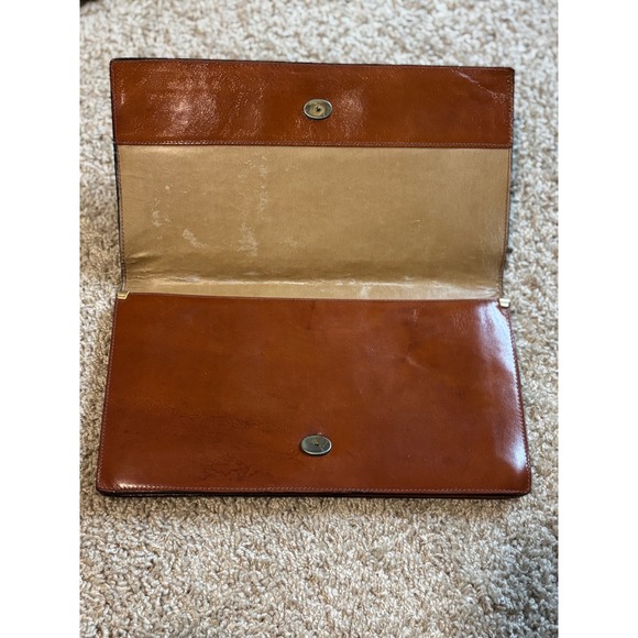Foleys Leather Clutch Bag Brown Envelope Style Made in Italy VTG - Picture 3 of 7